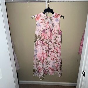Signature by Robbie Bee Floral Midi Dress in Pink and Green